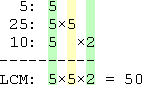 LCM: 5×5×2 = 50